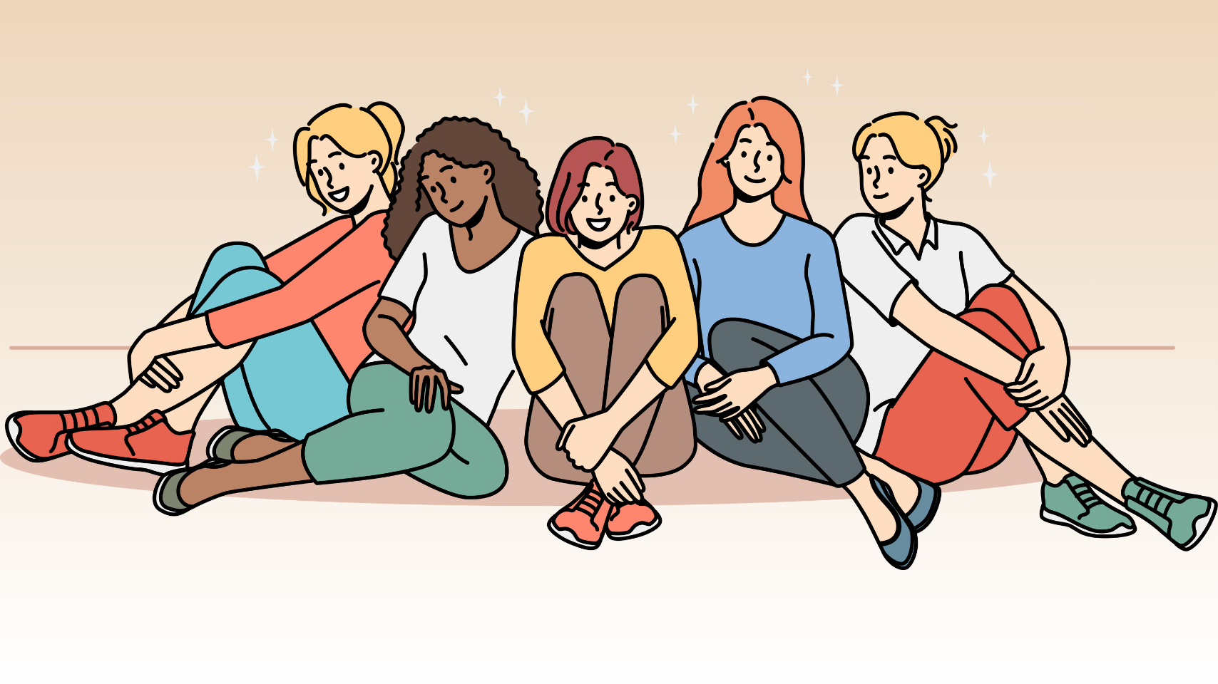 groupe de filles assises par terre